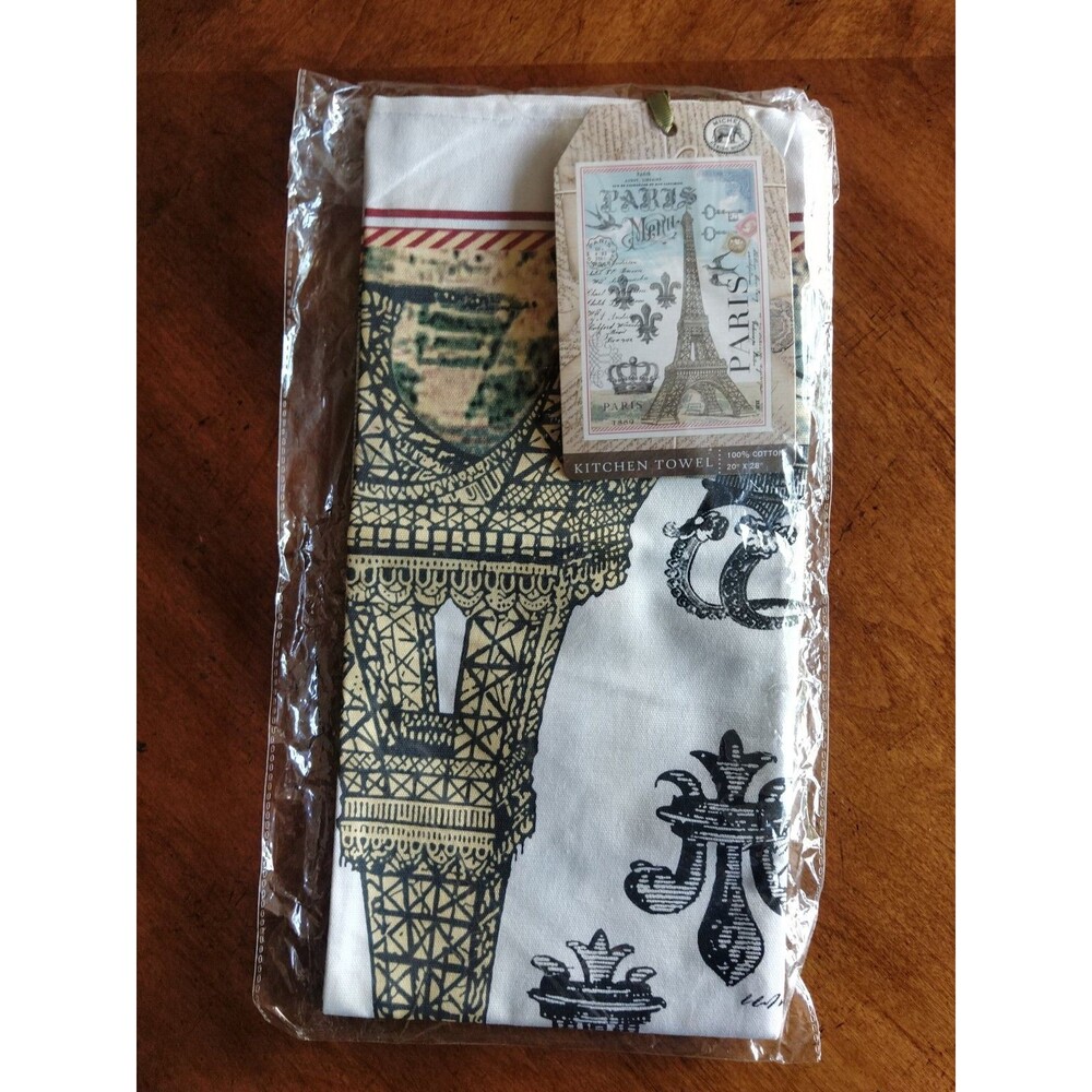 Michel Design Works France Paris Eiffel Tower Kitchen Towel 100% Cotton 20x28"